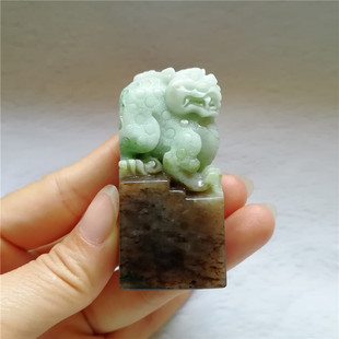 收藏珠宝南阳独山玉小摆件貔貅印章大师精雕玉石文房书架章胚送证