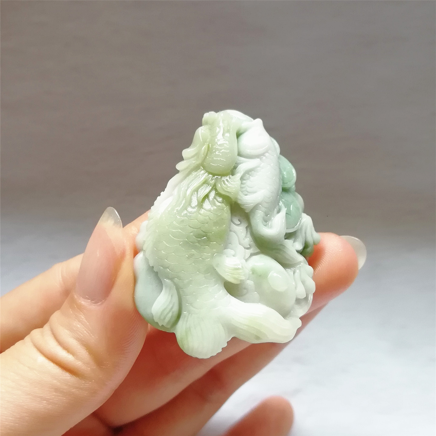 独山玉龙鱼吊坠连年有余双面精工