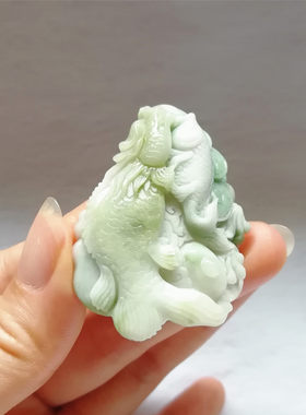 独山玉龙鱼吊坠连年有余双面精工