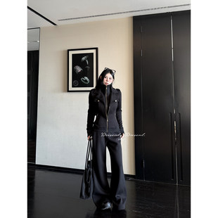 黑泽玄七2025冬季新款微胖显瘦设计感假两件银狐绒加厚外套套装女