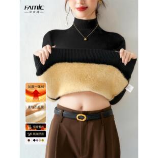 打底衫女秋冬高级感内搭2025新款黑色加绒加厚针织半高领长袖毛衣