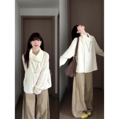 重磅覆古麻花毛衣设计感