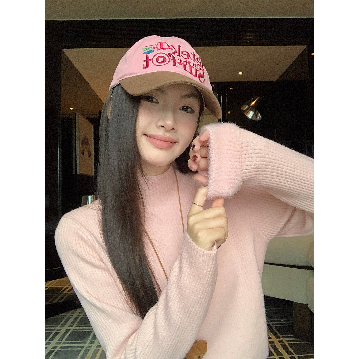 苏三三粉色毛衣冬季加绒女2025新款内搭加厚打底衫一体绒保暖上衣