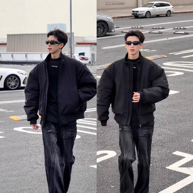 美式飞行员夹克棉服男士冬季潮流廓形防寒外套高级感痞帅立领棉衣