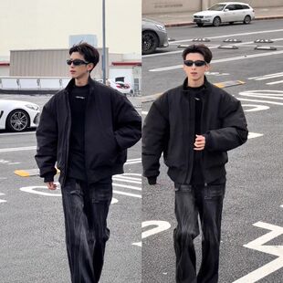 美式飞行员夹克棉服男士冬季潮流廓形防寒外套高级感痞帅立领棉衣