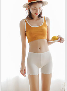 欧阳禧女士冰丝无痕白色打底防走光收腹塑形安全裤薄款大码可外穿