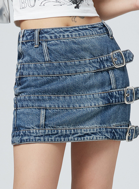 Space Axis夏季辣妹修身显瘦牛仔裤女美式高腰a字包臀半身短裙