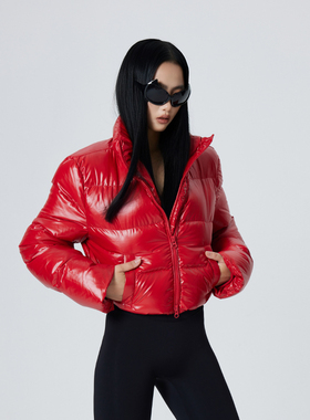 Space Axis廓形立领吸睛重工亮面鸭绒外套美式ins冬季小众羽绒服