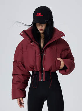 Space Axis 羽绒服秋冬新款女宽松立领松紧腰设计90白鸭绒短外套