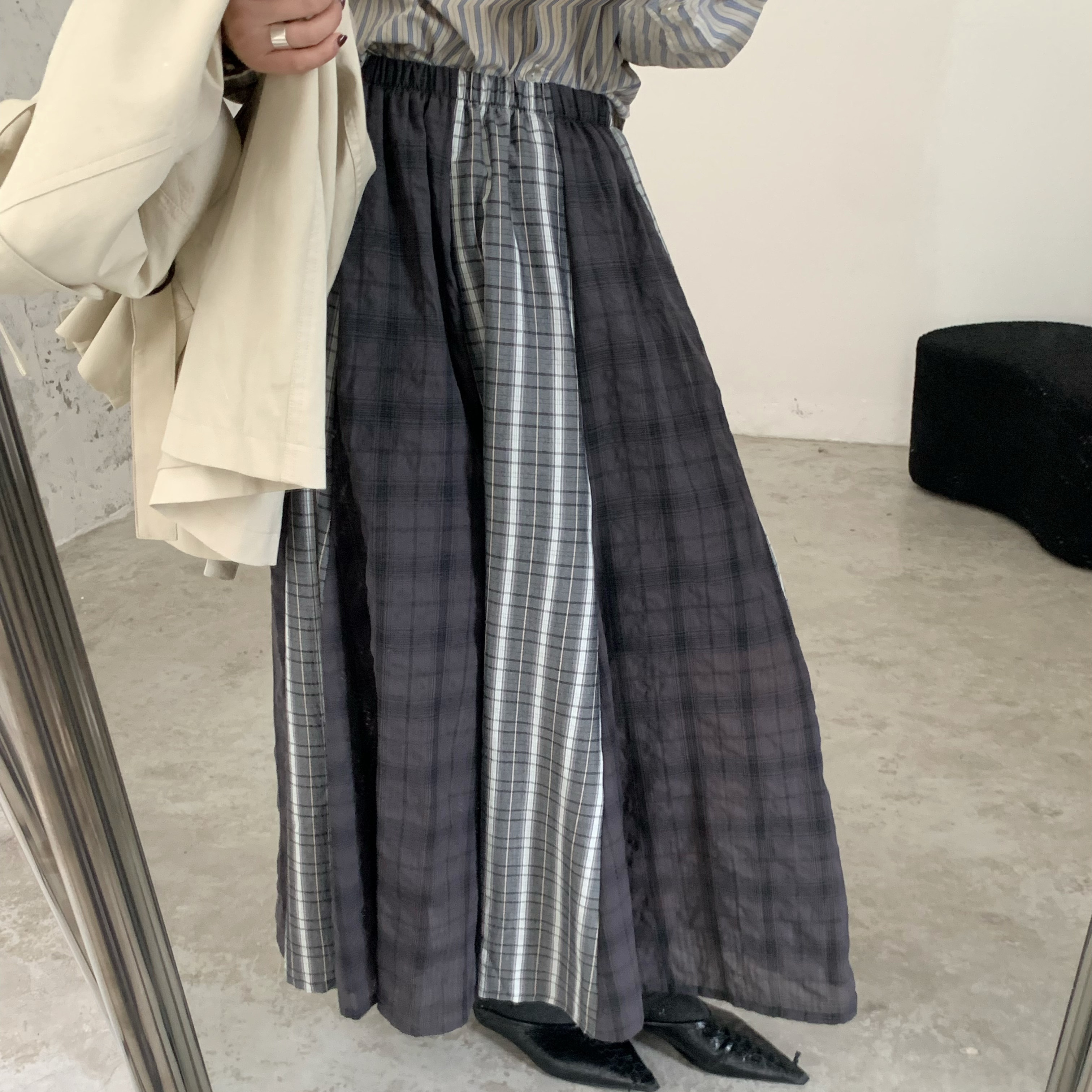 JillZoo自制   灰黑条半身裙