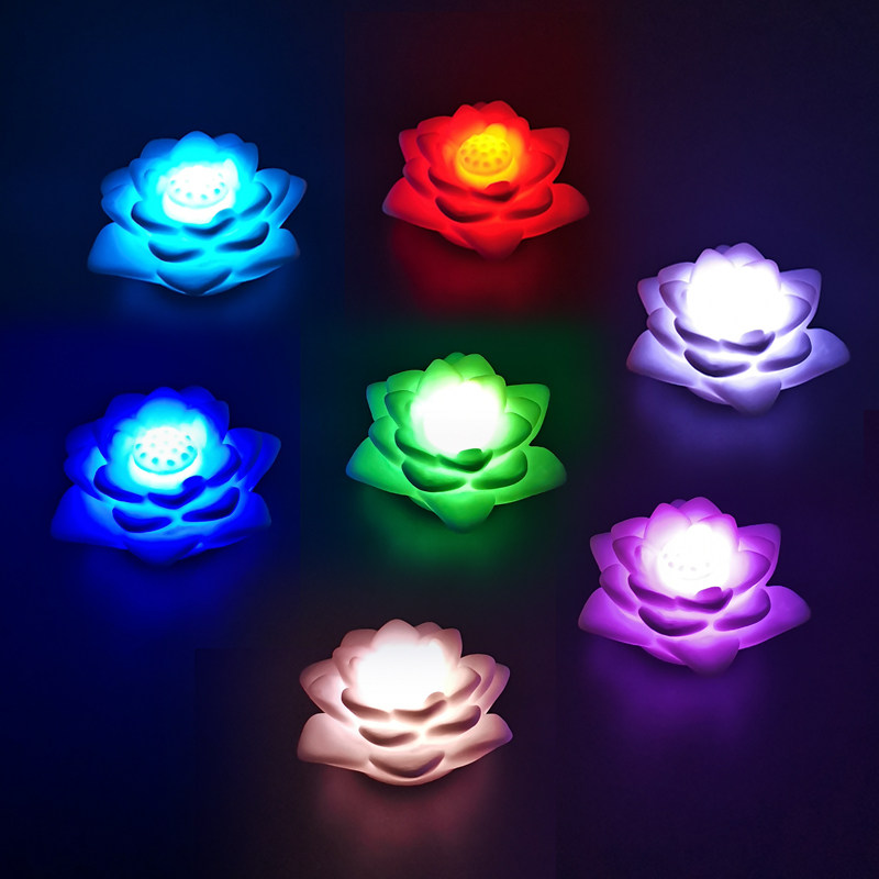 莲花灯佛前平安贡灯摆件lled电子彩色渐变荷花灯寺院祈幅法会传灯