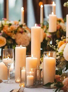 防爆耐高温玻璃烛台烛光晚餐蜡烛浪漫婚礼装饰西餐生日派对无烟蜡