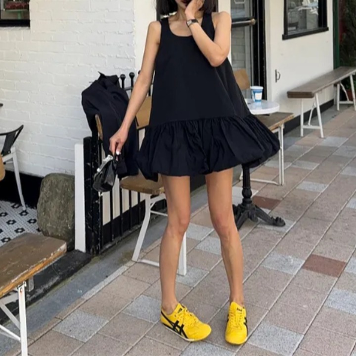 MICOCO！韩国chic   俏皮甜美小个子短款背心裙