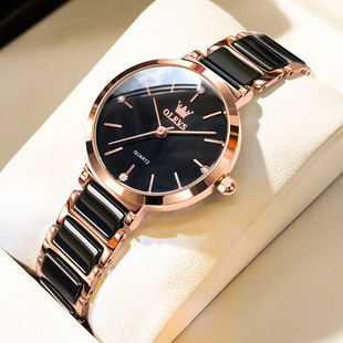 女表陶瓷石英品牌 黑色2026新款 瑞士简约气质手表女士女款 名牌正品