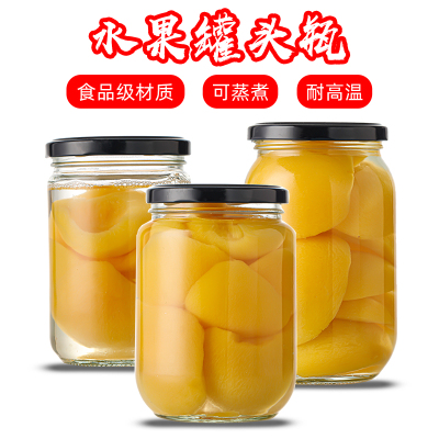 大众玻璃可蒸煮耐高温黄桃罐头瓶