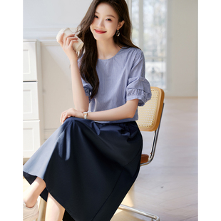 沫晗依美夏日出游后背系带设计感半裙套装2025夏季新款休闲女套装