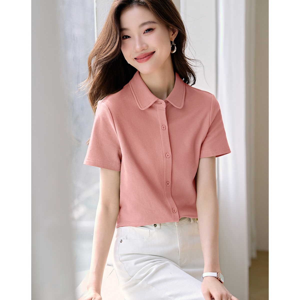 沫晗依美通勤职场基础款百搭舒适正肩衬衫2025夏季新款内搭衬衫女,女装/女士精品,衬衫,淘宝优惠券,粉丝福利购,淘宝优惠卷