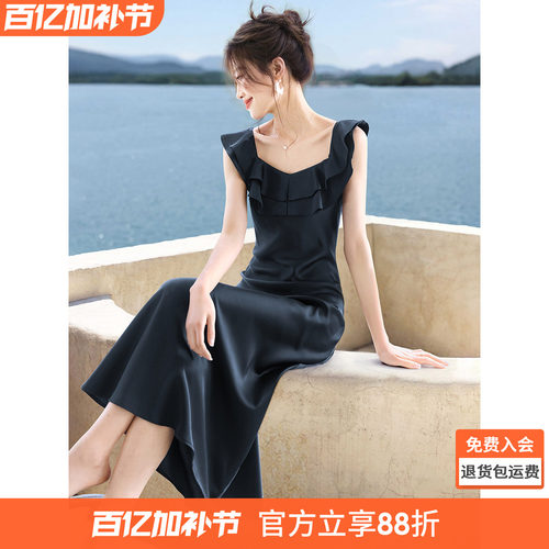 沫晗依美夜色晚星气质优雅连衣裙