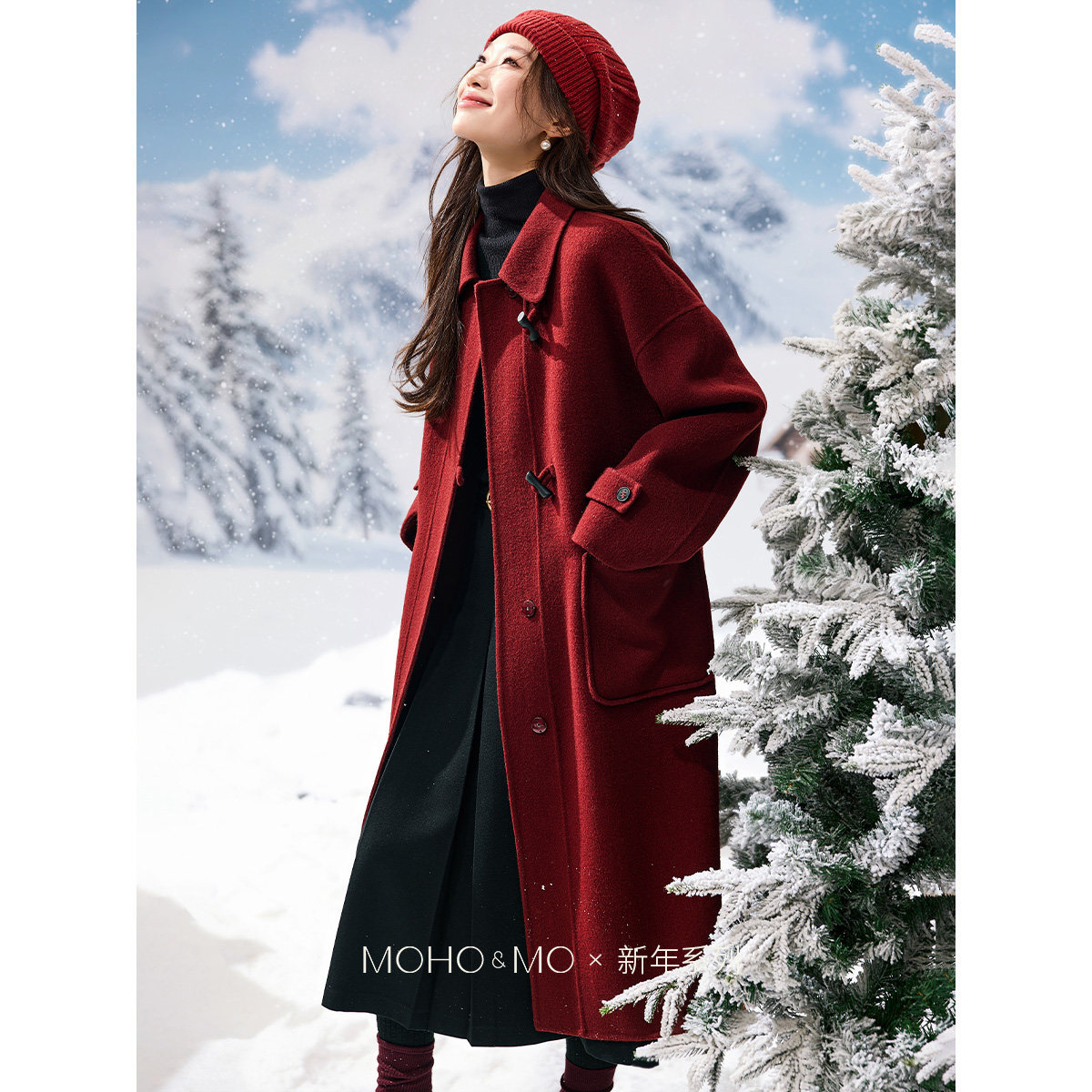 沫晗依美翻领贴袋长款羊毛双面呢大衣25冬季新款时尚百搭毛呢外套,女装/女士精品,毛呢外套,淘宝优惠券,粉丝福利购,淘宝优惠卷