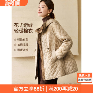休闲设计感连帽短款 新款 棉服 绗缝棉衣25冬季 沫晗依美轻暖通勤花式