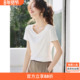 沫晗依美气质百搭休闲V领简约经典 简约T恤上衣女 新款 短袖 2025夏季