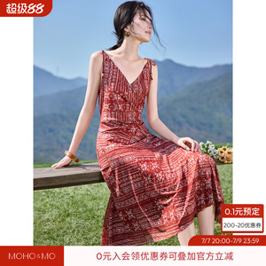 沫晗依美印花度假风飘逸灵动裙子