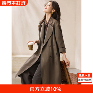 沫晗依美轻职场气质外套2025秋季质感ROW风系带收腰长款风衣女士