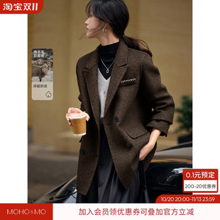 沫晗依美今年流行的女装西装外套上衣女2026冬新款爆款双面呢大衣