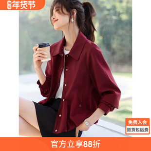 沫晗依美复古气质休闲户外风短款女外套2025春夏新款休闲宽松外套