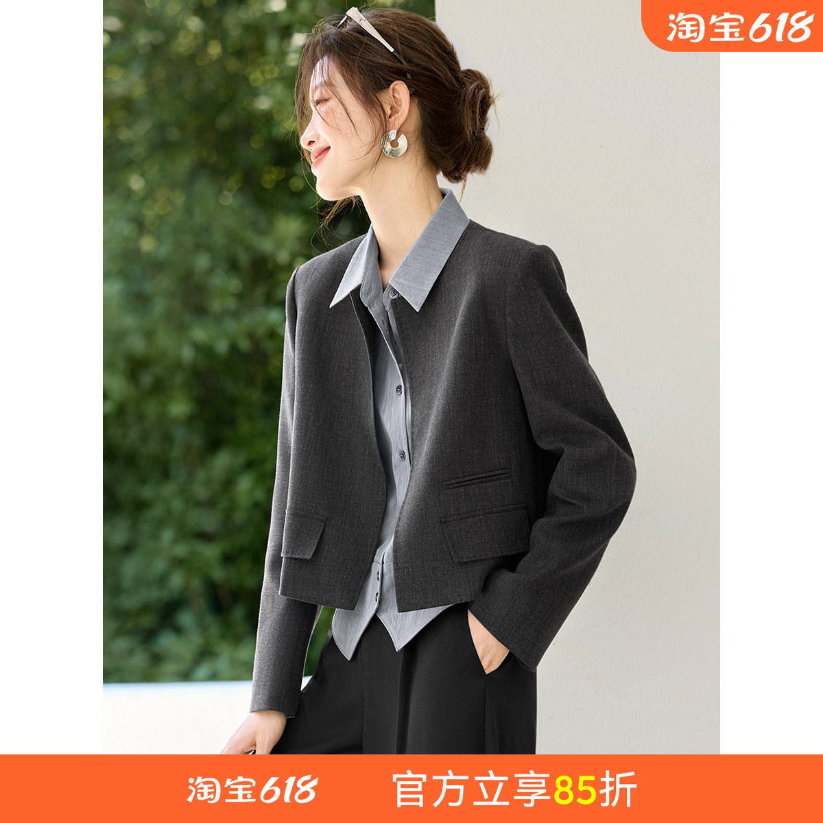 【博主同款】沫晗依美女士西装外套2026春季新款独特漂亮小西服