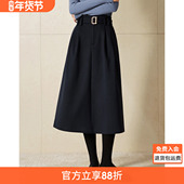 沫晗依美加厚磨毛A字伞裙25冬季 新款 女休闲通勤显瘦大散摆半身裙