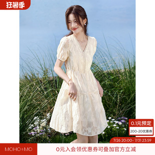 沫晗依美巨好看的白色裙子2026夏季新款法式千金感抽绳系带连衣裙