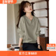 沫晗依美都市休闲宽松小V领收腰显瘦上衣2026春夏新款 显白卫衣女