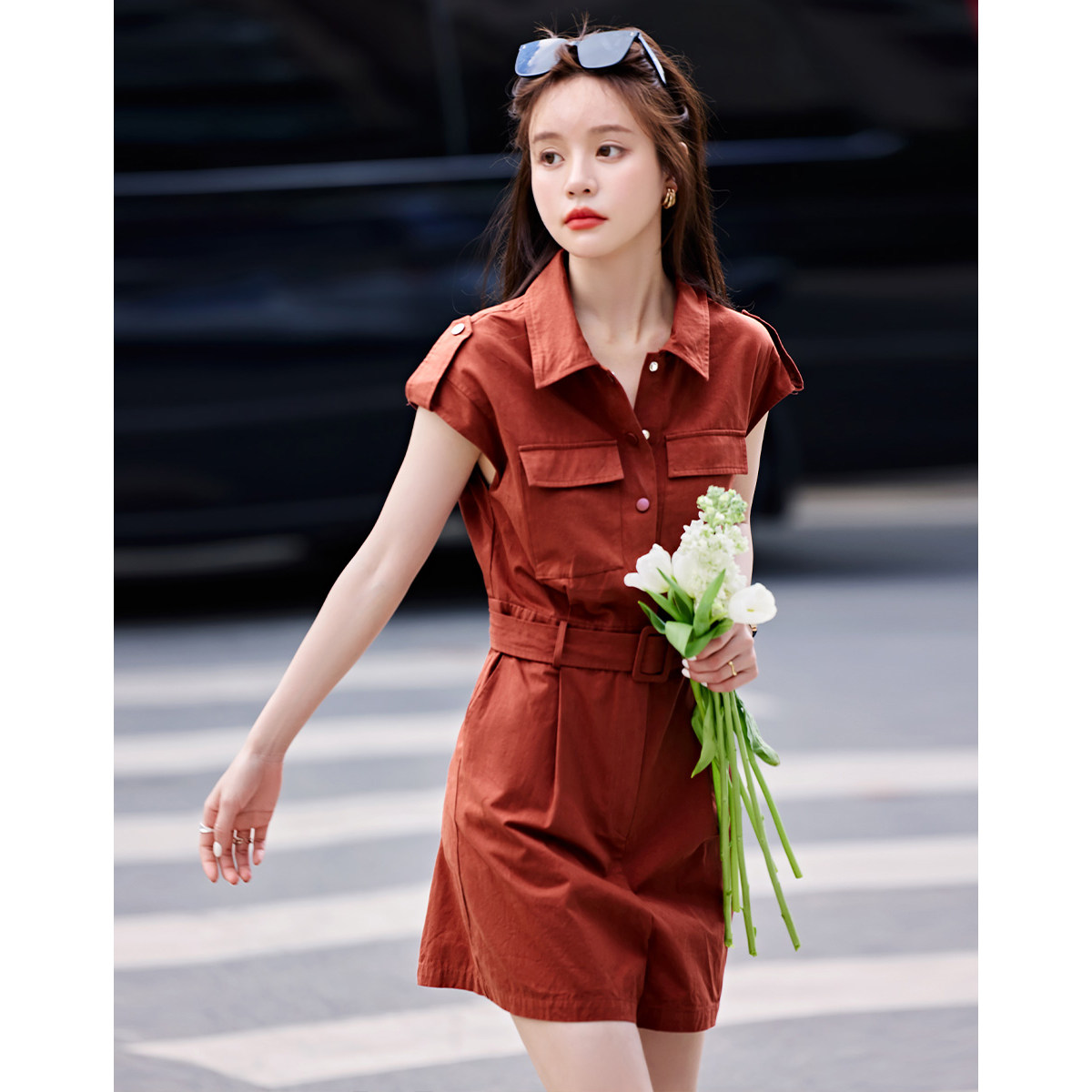 沫晗依美工装风显瘦街头时髦款连体裤26夏季新款高级感无袖连体裤