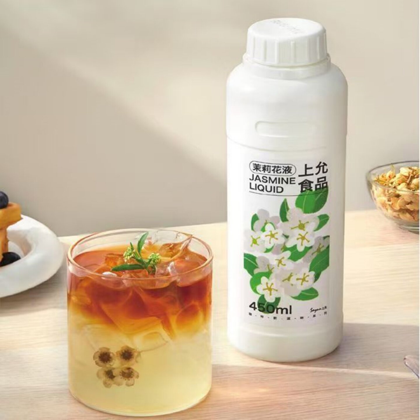 上允茉莉花液玉兰花水重瓣玫瑰花液海盐冰薄荷柚子花水茶饮咖啡用