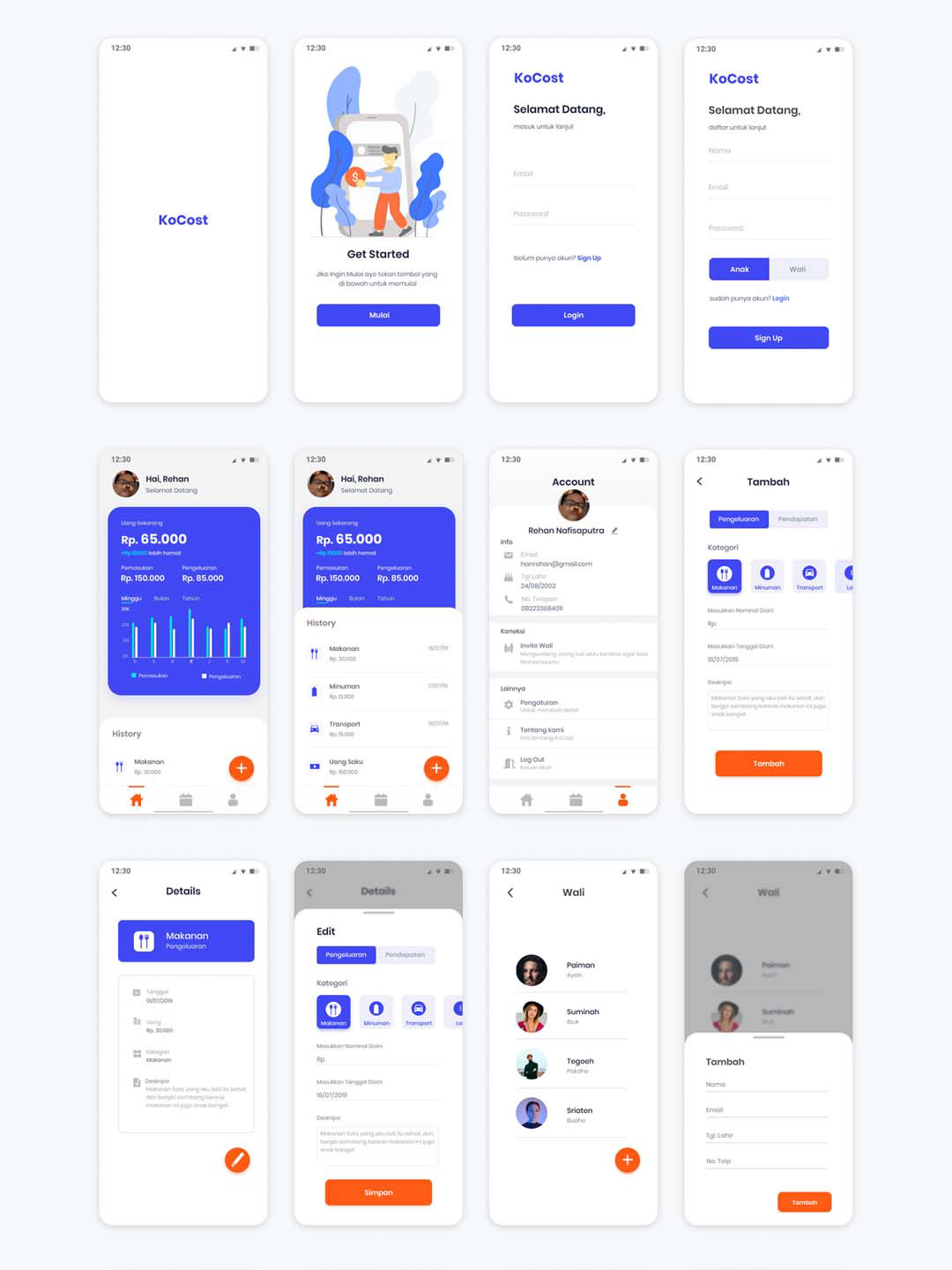 34页整套金融app、记账理财,金融记账APP figma源文件下载