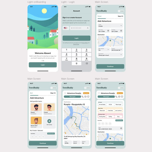 6页寻找旅游搭子APP UI设计figm源文件