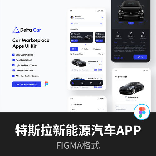 100屏汽车之家，特斯拉新能源汽车app，销售平台fimga源文件