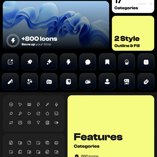 880个17个常用类精致icon图标Figma、Sketch、Svg、Png格式