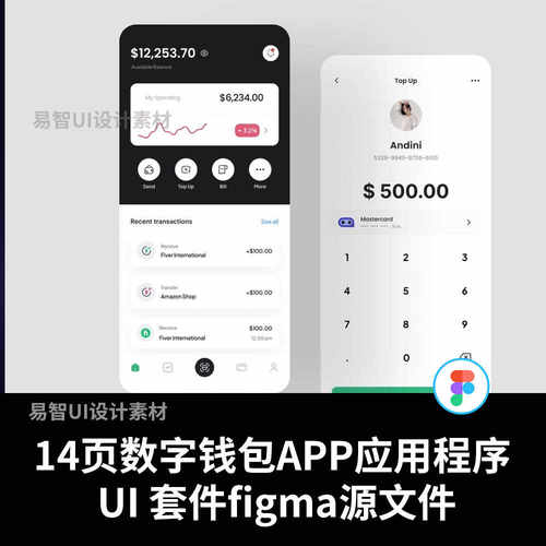14页数字钱包APP应用程序 UI 套件figma源文件