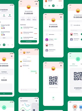 68页（iPhone X分辨率）数字钱包app设计素材Figma、Sketch源文件