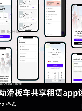 45页电动滑板车共享租赁app设计figma源文件（包含交互）