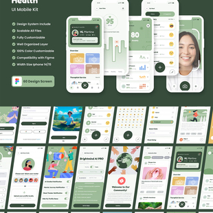 60页AI心理健康APP原型设计UI源文件figma格式（没有预览图）
