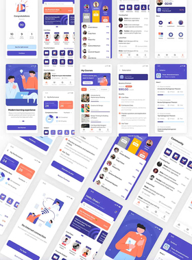 30页在线课程/在线教育学习App移动UI资源、fimga UI素材下载