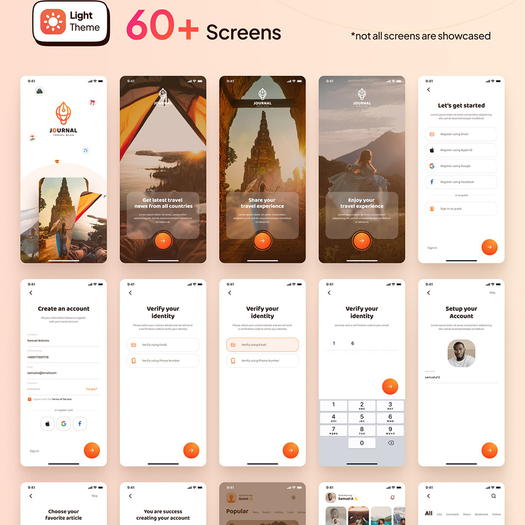 明暗各65页旅游app设计UI源文件figma格式