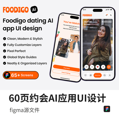 60页约会AI APP应用UI设计fimga源文件