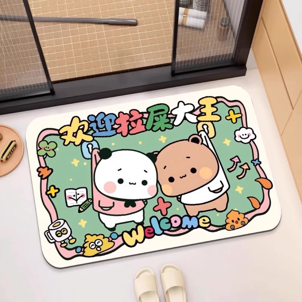 可爱一二布布浴室硅藻泥地垫