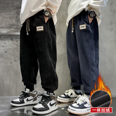 男童奥利绒加绒加厚束脚卫裤