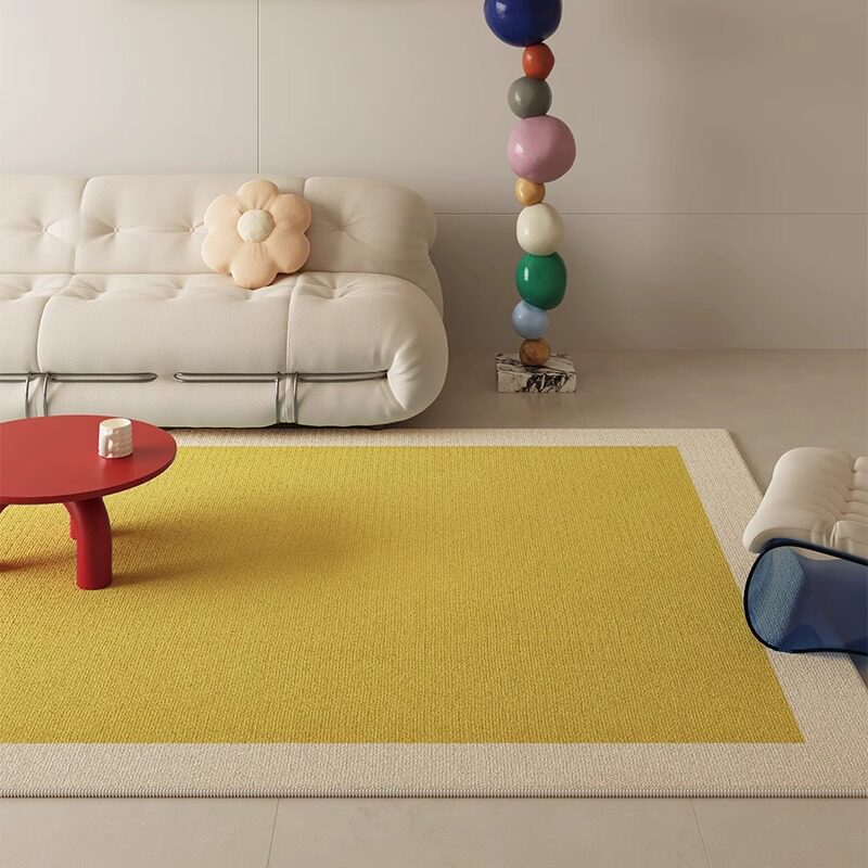 黄色多巴胺客厅地毯奶油风沙发茶几防滑毯ins风儿童房卧室床边毯
