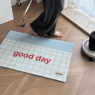 ins风格子地毯入户门地垫极简主义可裁剪耐脏防滑脚垫玄关垫子